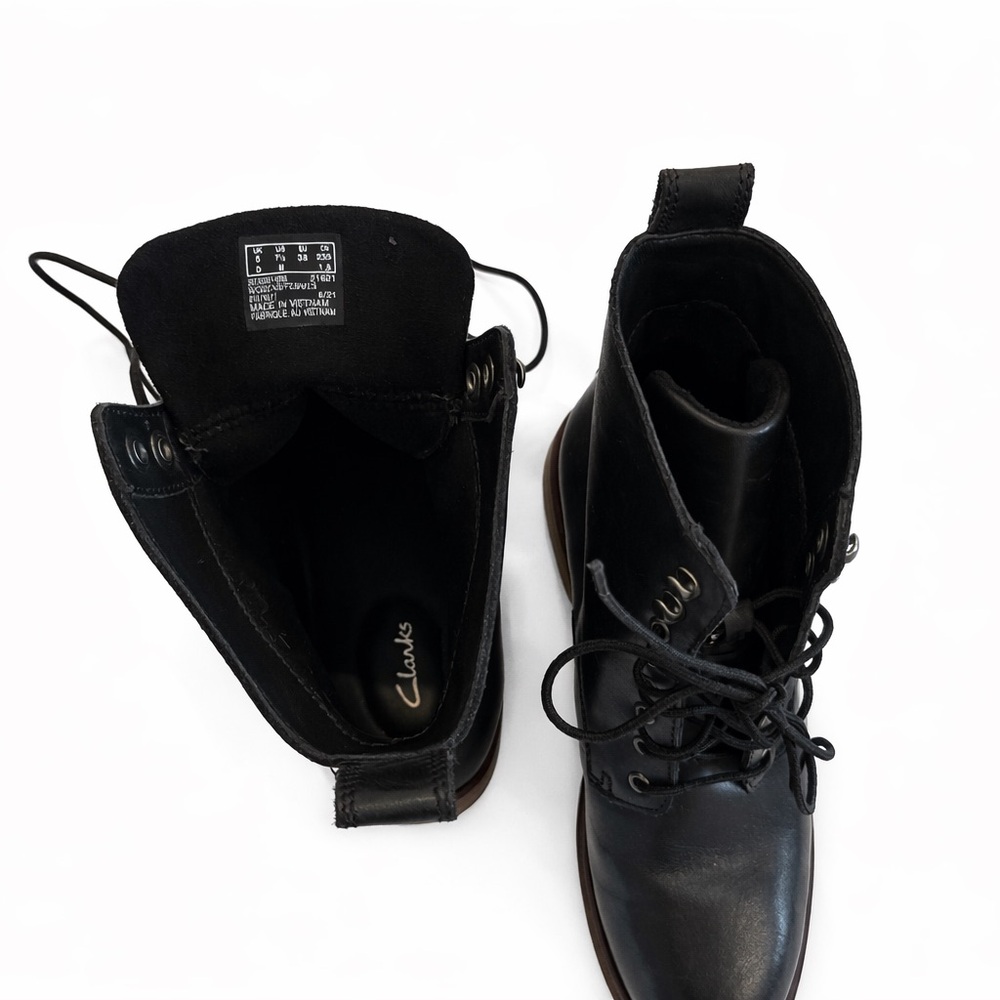 Clarks Black Lace Up Leather Boots - Picture 4 of 4